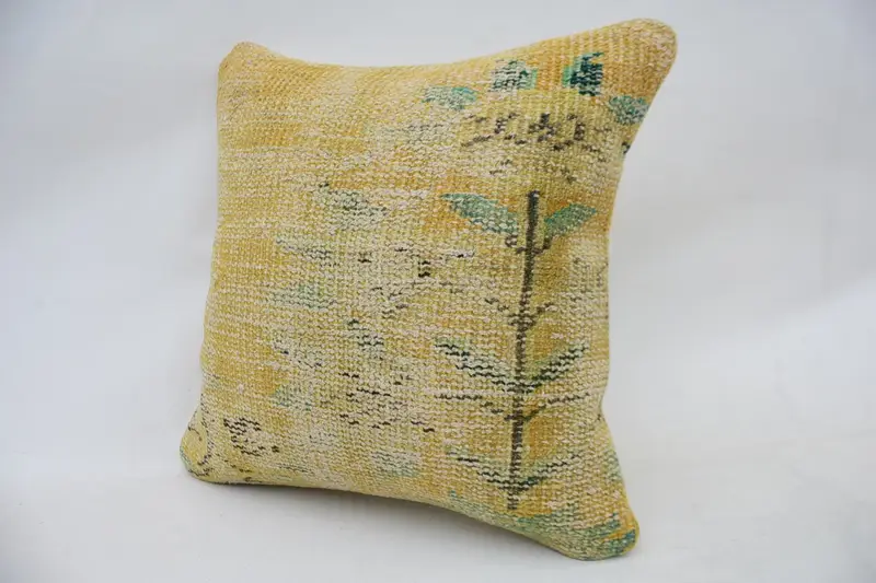Vintage Kilim Throw Pillow, Aztec Pillow Cover, 16x16 Beige Pillow Cover, Pillow, Turkish Kilim Pillow, Art Deco Cushion Cover, Turkish Pillow - 3