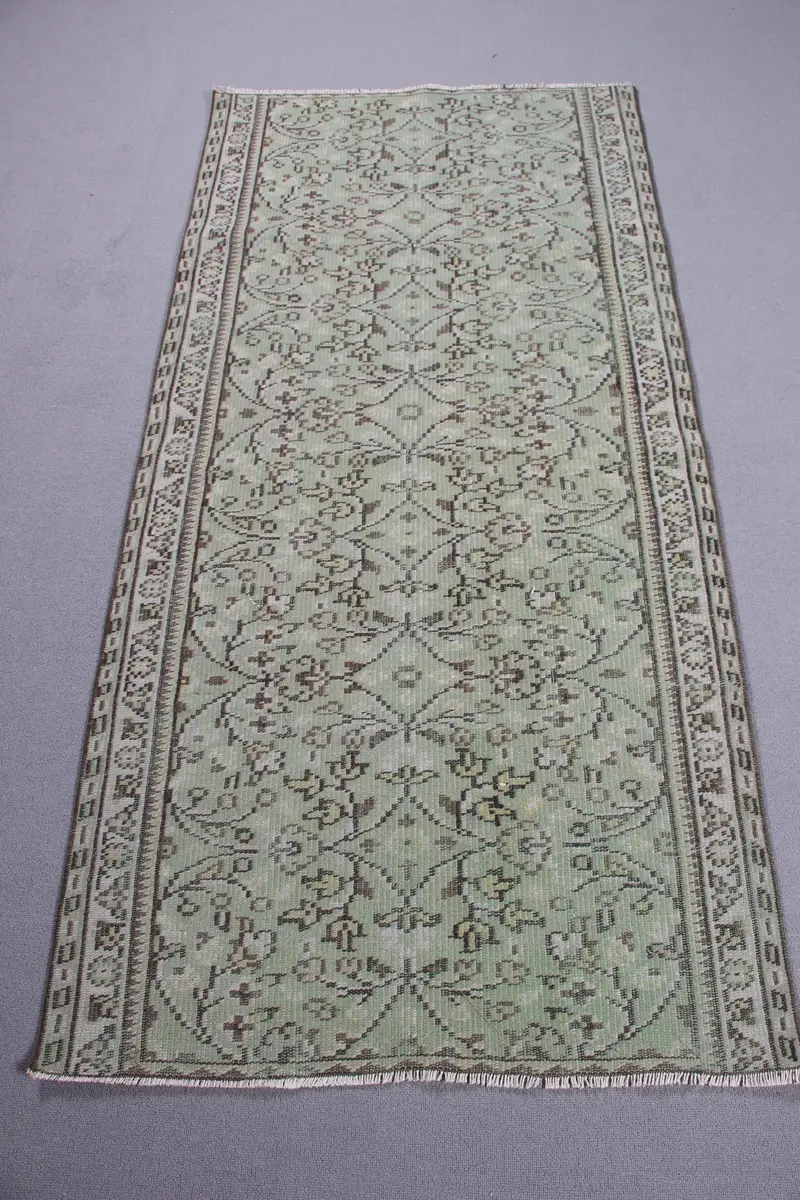 Alfombra floral verde, decoración elegante de 3x6 pies