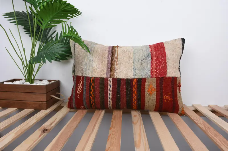 Decorative Throw Pillow Cover, Home Decor Pillow, Pillow Sham, 16x24 Beige Pillow Cover, Vintage Kilim Pillow, Kilim Pillow Cover - 1