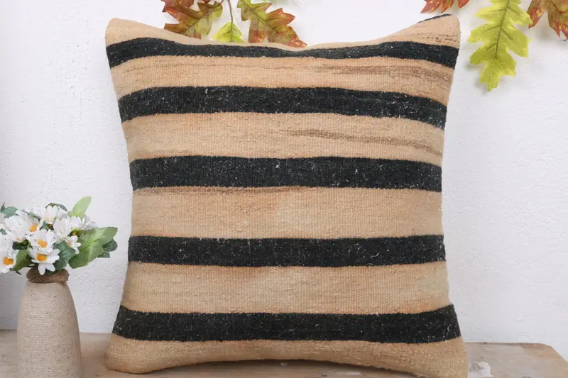 Southwestern Pillow Case, Vintage Kilim Pillow, Muted Cushion, Indoor Cushion, Pillow, 18x18 Beige Pillow Sham, Turkish Pillow, Antique Pillows - 2