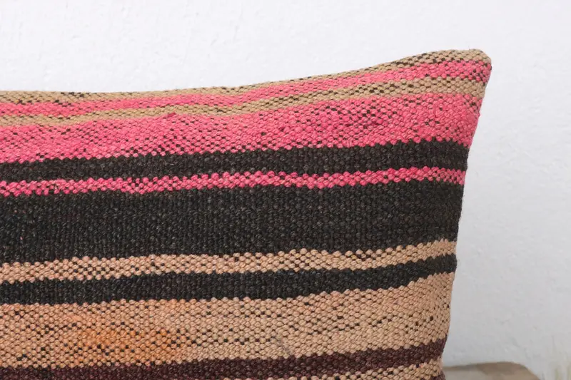 Comfy Throw Cushion Cover, 12x24 Brown Pillow, Pillow Sham, Vintage Pillow, Vintage Kilim Pillow, Throw Kilim Pillow, Outdoor Pillow Case - 5