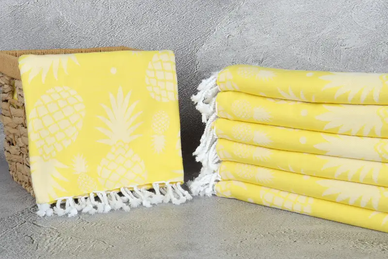 70x36 Cotton Pineapple Design Towel, Bachelorette Gifts, Monogrammed Turkish Towel, Handmade Gift, Turkish Towel USA, Turkish Towel Beach - 4