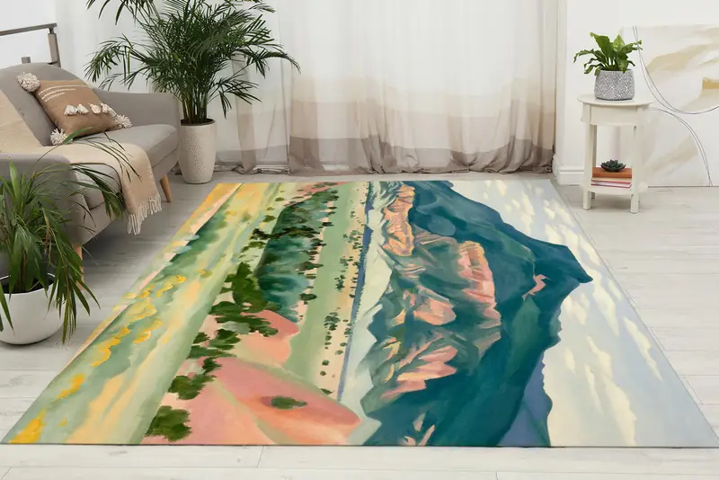 ニューメキシコ州の風景プリントラグ: 自然の静けさをご自宅に