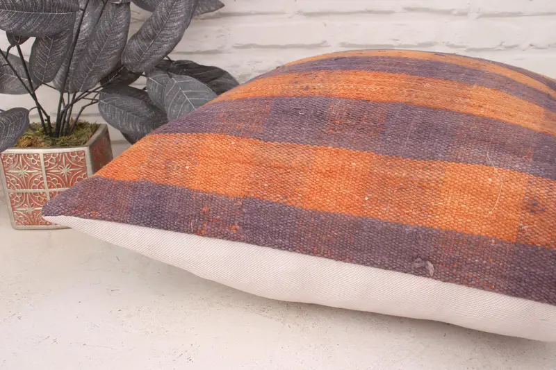 Seat Pillow, Throw Kilim Pillow, 20x20 Purple Pillow, Kilim Pillow Cover, Bohemian Cushion Pillow Sham, Vintage Kilim Throw Pillow, Cushion Cover - 6