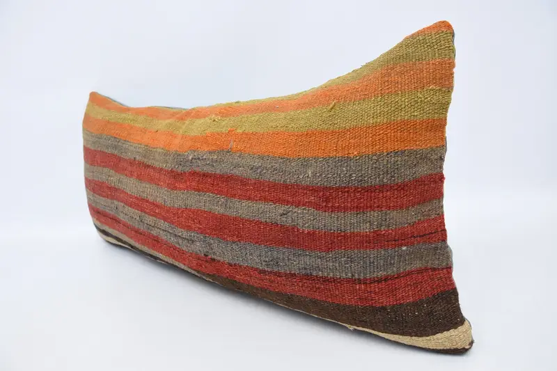 Vintage Kilim Pillow, 16x36 Red Cushion Case, Decorative Throw Cushion Cover, Boho Pillow Sham Cover, Pillow for Couch, Cushion Case - 4