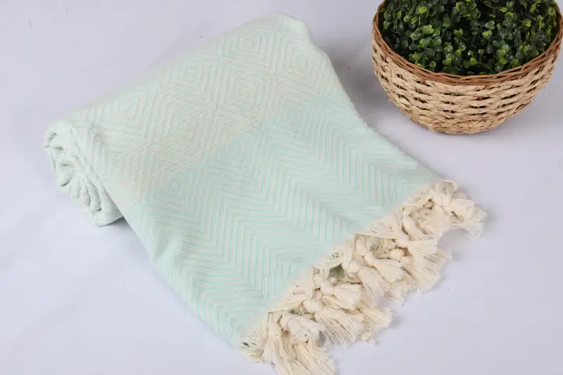 Baby Boy Gift, Organic Throw, 92x80 Cotton Diamond Towel, Personalized Blanket, Turkish Beach Blanket, Bachelorette Party Favors, Monogram Blanket - 4