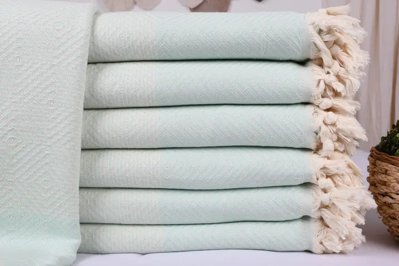 Baby Boy Gift, Organic Throw, 92x80 Cotton Diamond Towel, Personalized Blanket, Turkish Beach Blanket, Bachelorette Party Favors, Monogram Blanket - 1