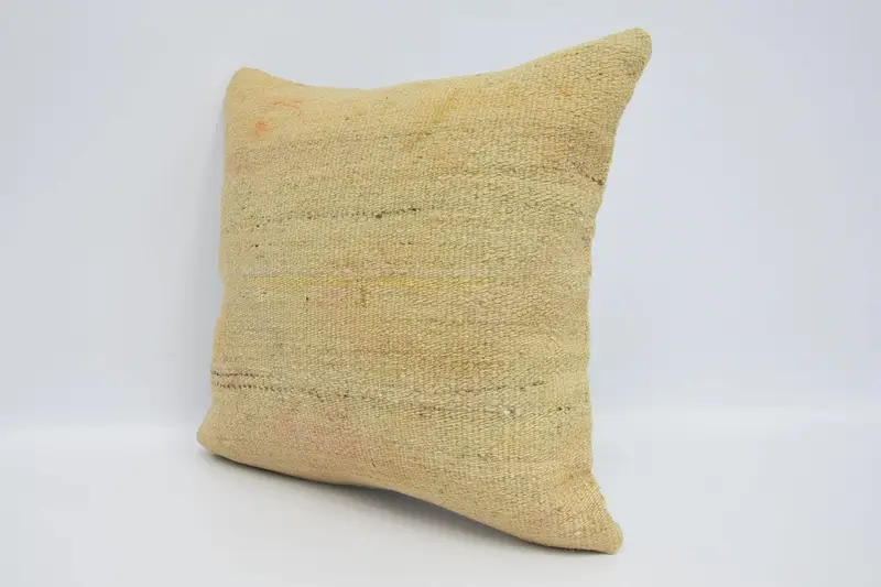 Seat Cushion, Throw Kilim Pillow, Turkish Bench Pillow Cover, Handmade Kilim Cushion, 16x16 Beige Cushion, Pillow Cover, Home Decor Pillow - 4