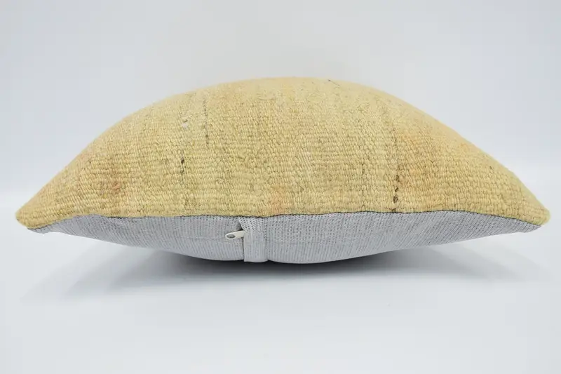 Seat Cushion, Throw Kilim Pillow, Turkish Bench Pillow Cover, Handmade Kilim Cushion, 16x16 Beige Cushion, Pillow Cover, Home Decor Pillow - 5