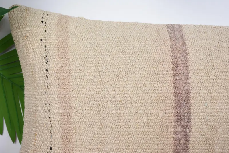 Pillow Sham, Handwoven Pillow Cover Cushion Case, Interior Designer Pillow, Turkish Kilim Pillow, 12x20 Beige Pillow Case, Turkish Pillow - 2