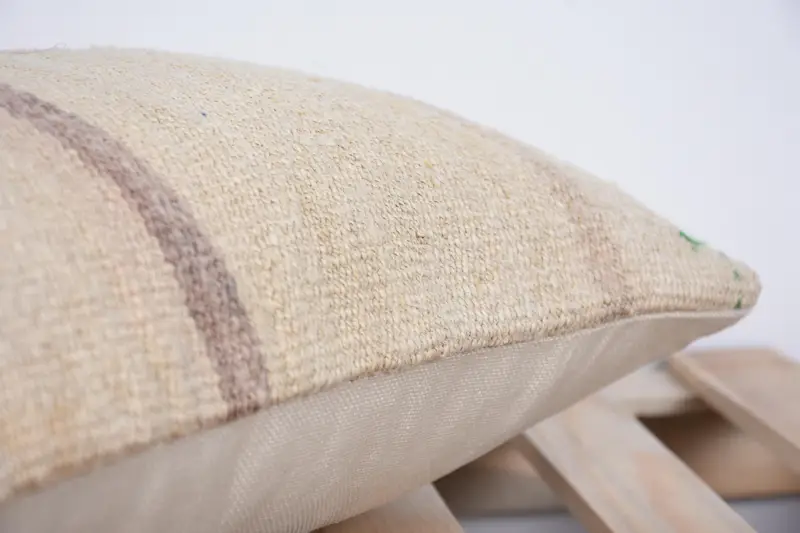 Pillow Sham, Handwoven Pillow Cover Cushion Case, Interior Designer Pillow, Turkish Kilim Pillow, 12x20 Beige Pillow Case, Turkish Pillow - 7