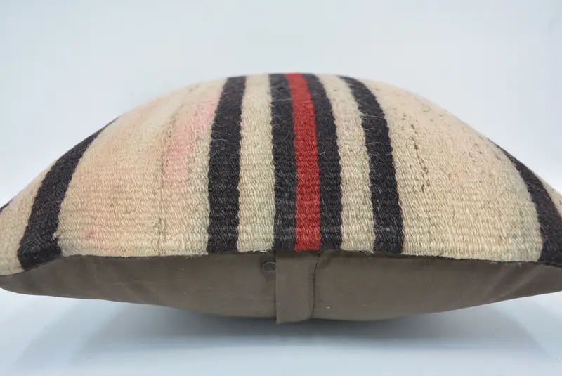 Boho Pillow Sham Cover, Cushion, Couch Pillow Cover, 16x16 Beige Pillow Sham, Handmade Kilim Cushion, Vintage Kilim Throw Pillow - 5