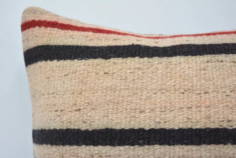 Boho Pillow Sham Cover, Cushion, Couch Pillow Cover, 16x16 Beige Pillow Sham, Handmade Kilim Cushion, Vintage Kilim Throw Pillow - 2