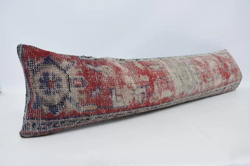 Outdoor Bolster Cushion Case, Pillow for Sofa, Gift Pillow, Oriental Cushion Case, 12x48 Red Cushion Cover, Pillow Case, Handmade Kilim Cushion - 3