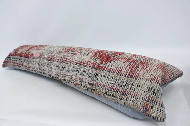 Outdoor Bolster Cushion Case, Pillow for Sofa, Gift Pillow, Oriental Cushion Case, 12x48 Red Cushion Cover, Pillow Case, Handmade Kilim Cushion - 5