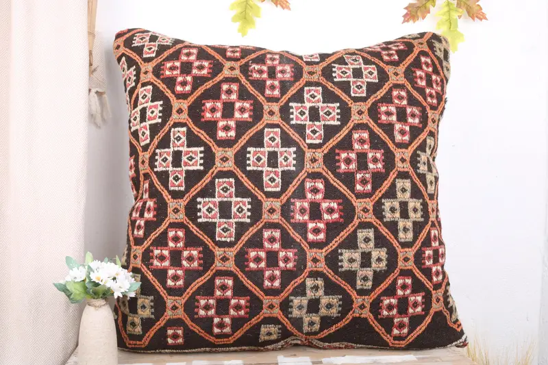 Gift Pillow, Garden Pillow Cover, Vintage Kilim Pillow, Vintage Kilim Throw Pillow, Outdoor Throw Pillow Cover, 32x32 Red Pillow Sham, Cushion - 2