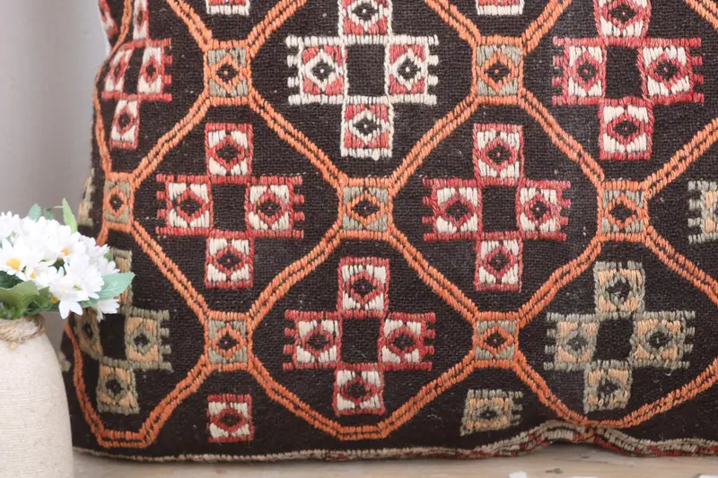 Gift Pillow, Garden Pillow Cover, Vintage Kilim Pillow, Vintage Kilim Throw Pillow, Outdoor Throw Pillow Cover, 32x32 Red Pillow Sham, Cushion - 3