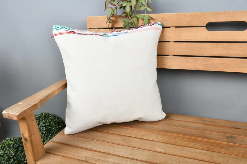 Kilim Pillow, Turkish Kilim Pillow, 18x18 White Pillow, Gift Pillow, Pillow, Nautical Throw Cushion Cover, Personalized Gift Pillow Cushion - 1