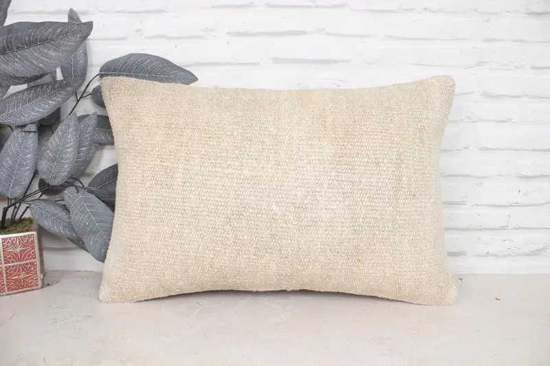 Office Chair Pillow, Kilim Cushion Sham, Ethnic Throw Cushion Cover, 16x24 Beige Cushion Case, Home Decor Pillow, Cushion, Handmade Kilim Cushion - 1