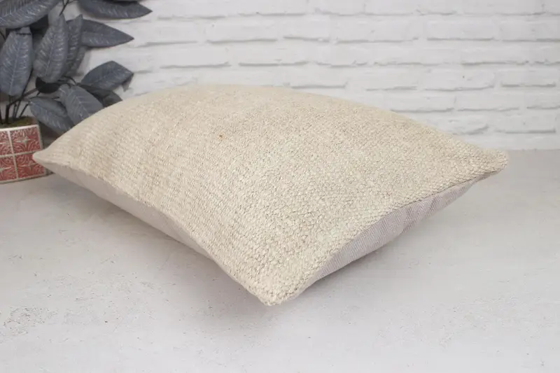 Office Chair Pillow, Kilim Cushion Sham, Ethnic Throw Cushion Cover, 16x24 Beige Cushion Case, Home Decor Pillow, Cushion, Handmade Kilim Cushion - 6