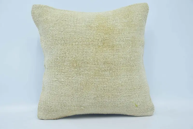18x18 Beige Pillow Sham, Bed Cushion, Kilim Pillow Cover, Pillow Cover, Vintage Kilim Throw Pillow, Custom Pillow, Handmade Kilim Cushion - 1