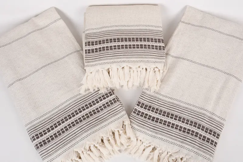 Woven Throw Blanket, Quenn Bedspread, 96x94 Linen Striped Towel, Turkish Cotton Throw Blanket, Throw Blanket Couch, Boho Throw Blankets - 7
