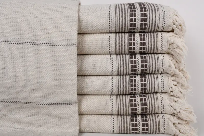 Woven Throw Blanket, Quenn Bedspread, 96x94 Linen Striped Towel, Turkish Cotton Throw Blanket, Throw Blanket Couch, Boho Throw Blankets - 1