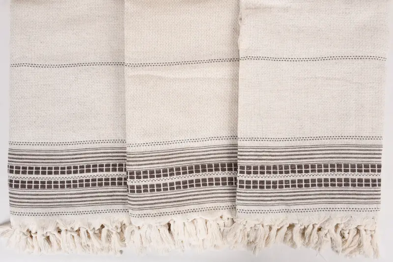 Woven Throw Blanket, Quenn Bedspread, 96x94 Linen Striped Towel, Turkish Cotton Throw Blanket, Throw Blanket Couch, Boho Throw Blankets - 8
