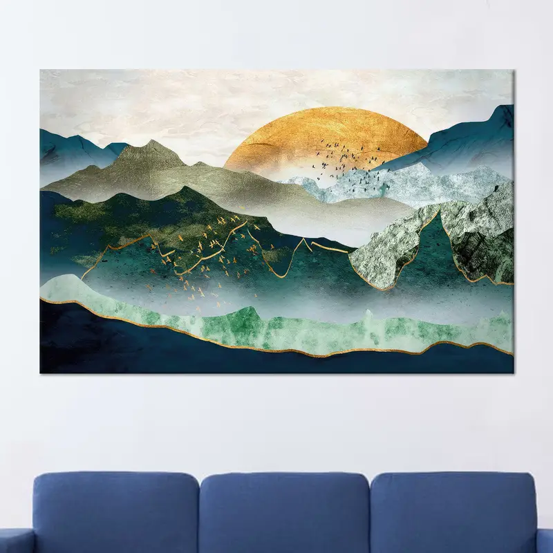 Abstract Mountain Boho Canvas: Minimalist Printed Art Panel