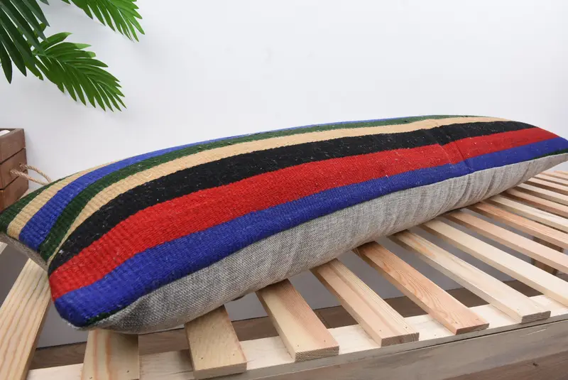 Pillow for Sofa, Decorative Pillow, Kilim Cushion Sham, 12x48 Blue Cushion Cover, Accent Throw Cushion Cover, Interior Designer Pillow, Pillow Case - 6