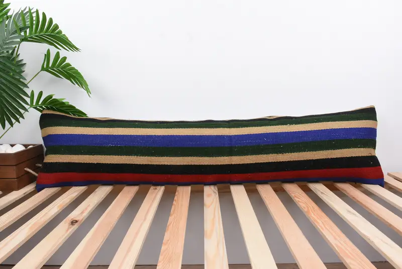 Pillow for Sofa, Decorative Pillow, Kilim Cushion Sham, 12x48 Blue Cushion Cover, Accent Throw Cushion Cover, Interior Designer Pillow, Pillow Case - 1