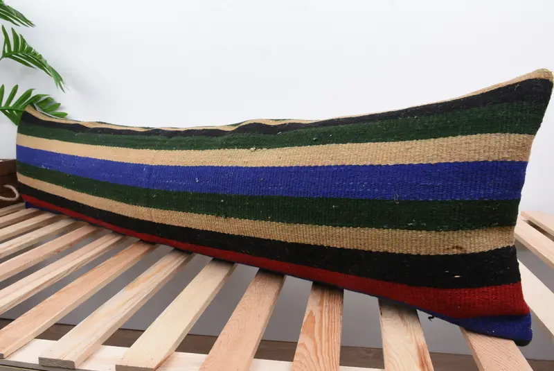 Pillow for Sofa, Decorative Pillow, Kilim Cushion Sham, 12x48 Blue Cushion Cover, Accent Throw Cushion Cover, Interior Designer Pillow, Pillow Case - 5