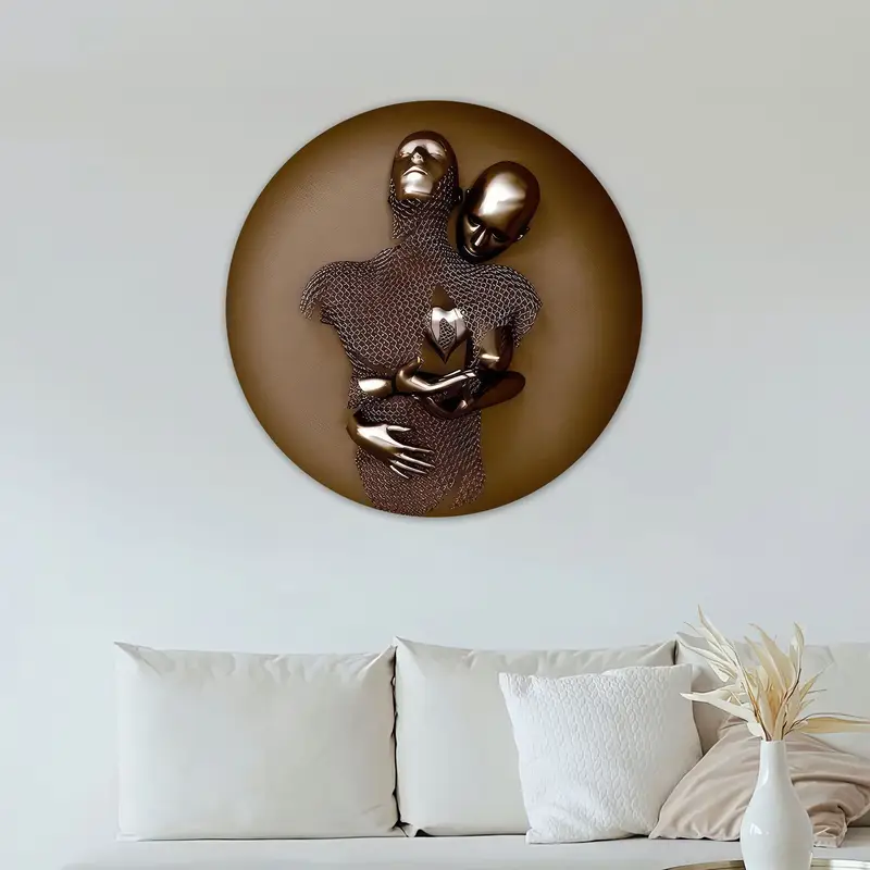 ロマンチックな 3D メタリック カップル キャンバス: エレガントなバレンタイン ギフト