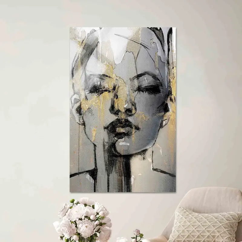 Kanvas Tablo, Çağdaş Altın Kadın Portresi: Trendy Vogue