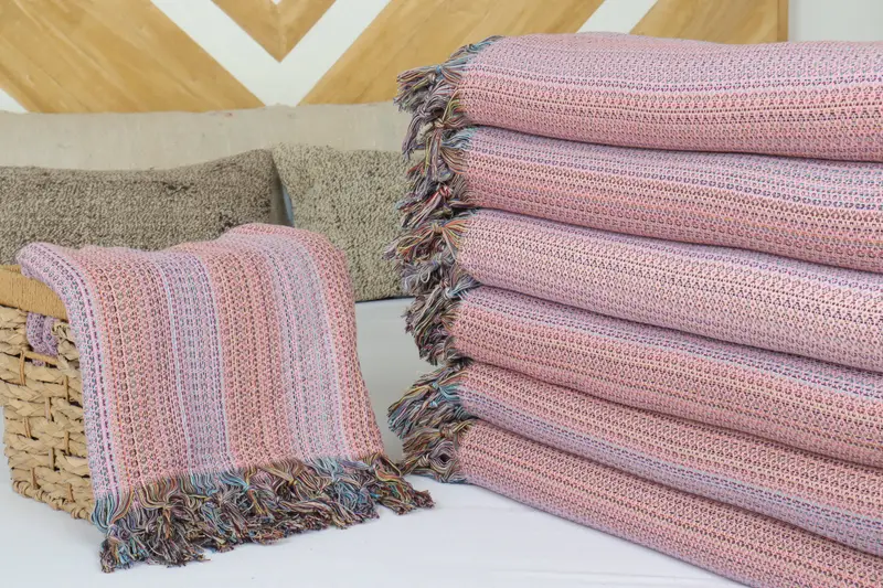 Custom Blanket, Gift For Wedding Day, 90x88 Cotton Colorful Diamond Towel, Bridal Shower Favor, Bachelorette Party Favors, Boho Throw Blankets - 4