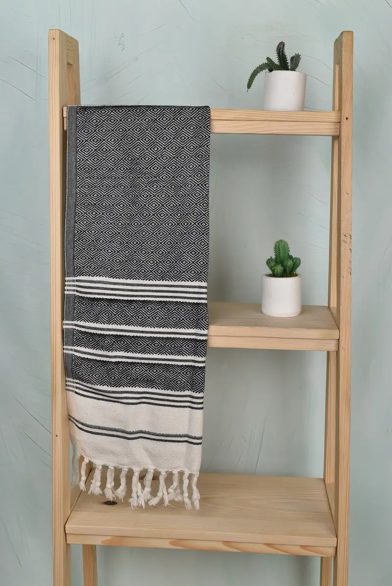 Handmade Gift, House Warming Gift, Summer Gift, 40x18 Cotton Diamond Towel, Personalized Kitchen Towel, Bathroom Towels, Personalized Hand Towel - 8