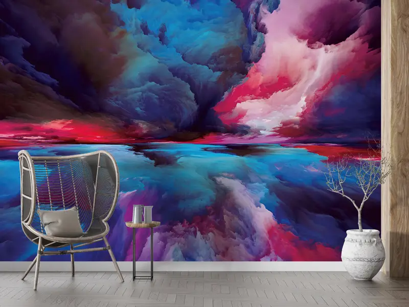 Abstract Clouds Wall Decor,Custom Wall Paper,Bright Wall Paper,Wall Paper Peel and Stick,Modern Abstract Wall Poster, - 3