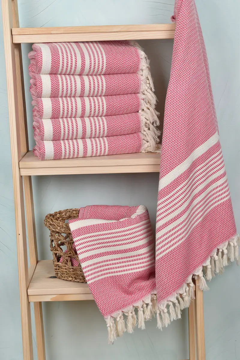 Housewarming Gift, Wedding Shower Gift, Beach towel, Lightweight Turkish towel, Eco-Friendly Turkish Towel, Spa Towel, 70x40 Cotton Striped Towel - 3