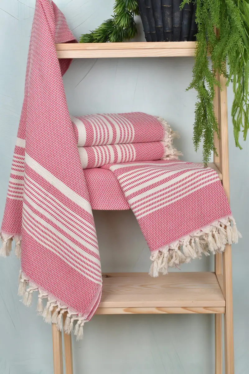 Housewarming Gift, Wedding Shower Gift, Beach towel, Lightweight Turkish towel, Eco-Friendly Turkish Towel, Spa Towel, 70x40 Cotton Striped Towel - 6
