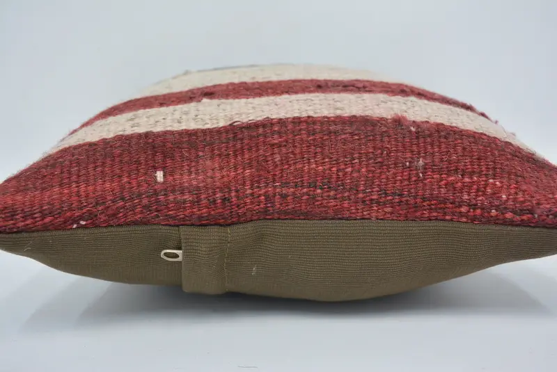 Red & Black Embroidered Geometric Pillow, 12x12 Inches, Handmade Cotton Cover - 5