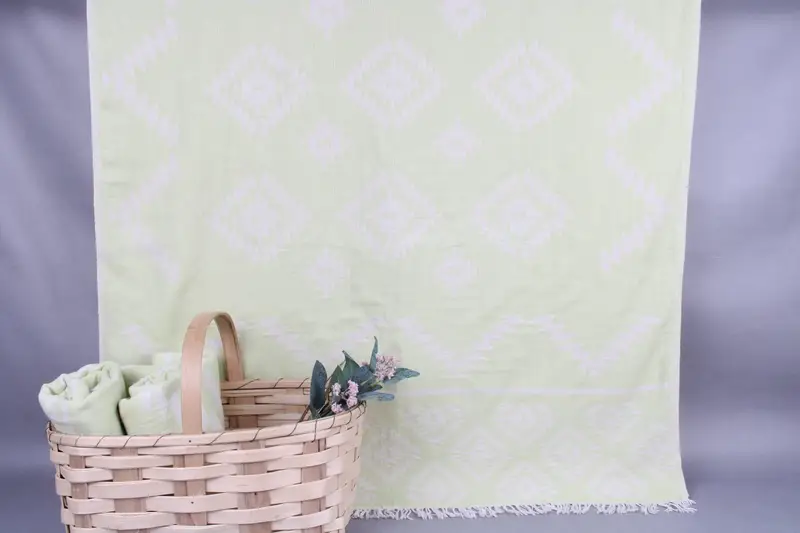 Turkish Towel Pistachio Green Custom Name Beach Towel, 36x71 Inches