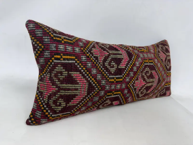 16x36 Pink Pillow, Designer Throw Pillow, Kilim Pillow, Colorful Pillow Case, Pillow Sham, Gift Pillow, Vintage Throw Pillow Sham, Pillow for Sofa - 3