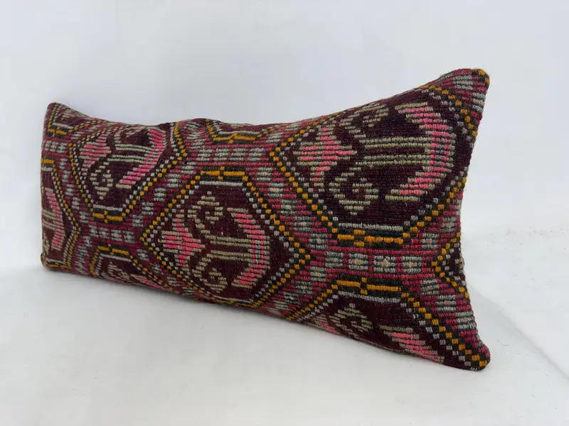 16x36 Pink Pillow, Designer Throw Pillow, Kilim Pillow, Colorful Pillow Case, Pillow Sham, Gift Pillow, Vintage Throw Pillow Sham, Pillow for Sofa - 4