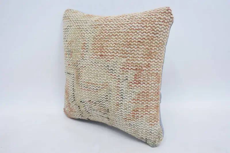 Turkish Pillow, Bohemian Cushion Cushion Case, Bed Pillow, Pillow Sham, 12x12 Beige Pillow Sham, Ethnical Kilim Rug Pillow, Throw Kilim Pillow - 4