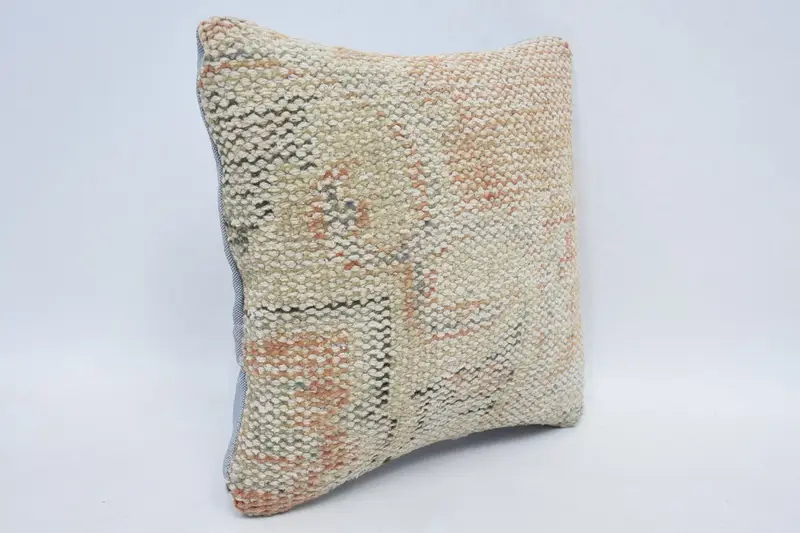 Turkish Pillow, Bohemian Cushion Cushion Case, Bed Pillow, Pillow Sham, 12x12 Beige Pillow Sham, Ethnical Kilim Rug Pillow, Throw Kilim Pillow - 3