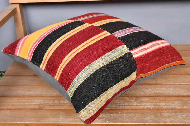 Neutral Throw Pillow Sham, Turkish Kilim Pillow, 20x20 Red Cushion, Authentic Pillow Sham, Handmade Kilim Cushion, Pillow Sham, Pillow for Sofa - 2