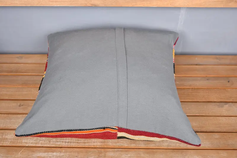 Neutral Throw Pillow Sham, Turkish Kilim Pillow, 20x20 Red Cushion, Authentic Pillow Sham, Handmade Kilim Cushion, Pillow Sham, Pillow for Sofa - 5