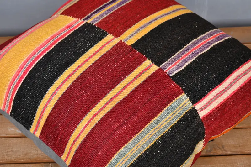 Neutral Throw Pillow Sham, Turkish Kilim Pillow, 20x20 Red Cushion, Authentic Pillow Sham, Handmade Kilim Cushion, Pillow Sham, Pillow for Sofa - 4