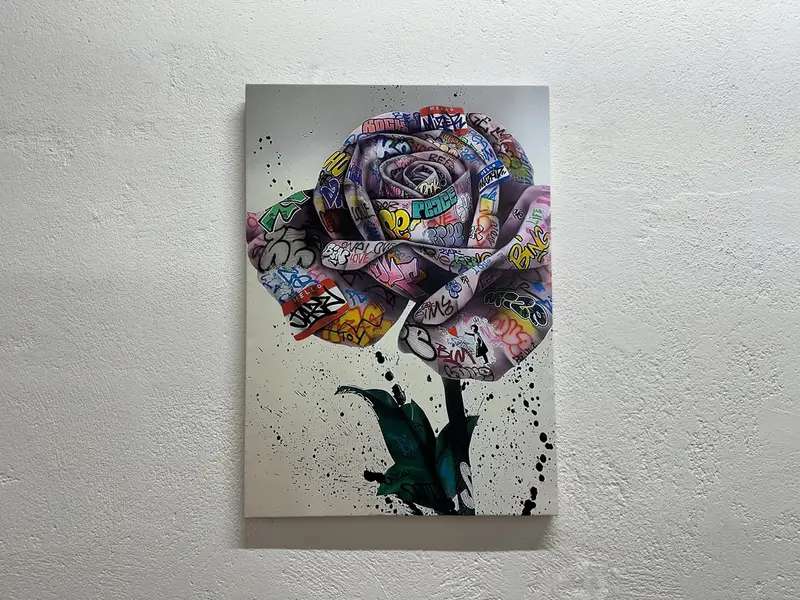 Modern Banksy Rose Graffiti Canvas Print - Trendy Art Decor