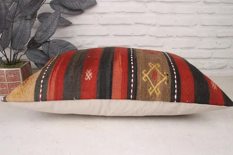 Sofa Bolster Cushion, 16x24 Red Cushion, Pillow Case, Armchair Cushion Cover, Vintage Kilim Throw Pillow, Throw Kilim Pillow, Pillow for Couch - 5